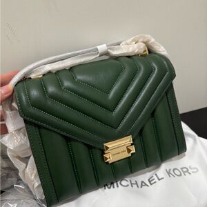 NEW  MICHAEL KORS Whitney Medium Quilted Shoulder Bag Moose Green